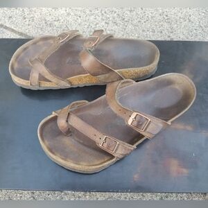 BIRKENSTOCK MAYARI Size 38 (USW 7 - 7.5) Leather Sandals Slides